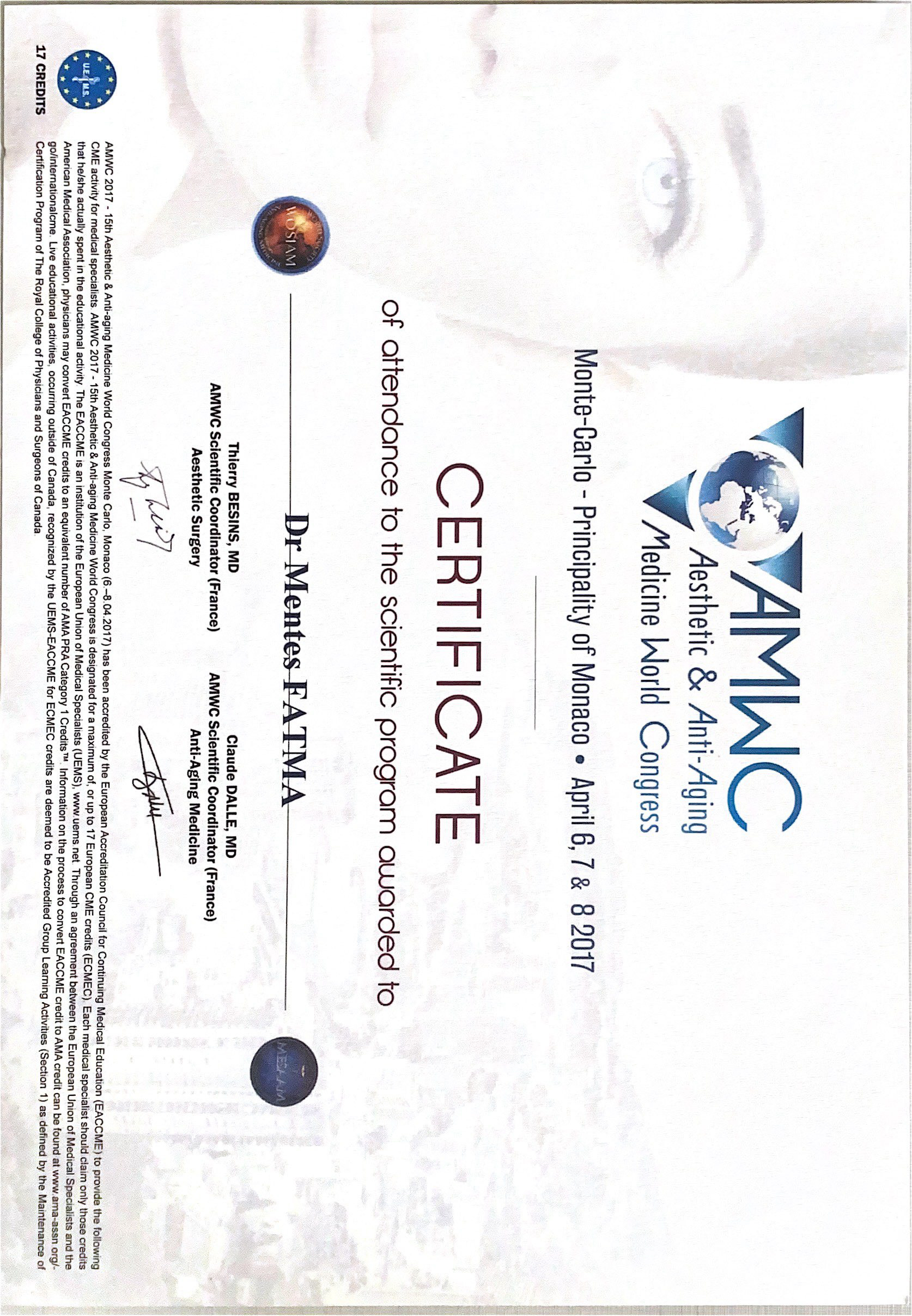 AMWC Katılım Sertifikası